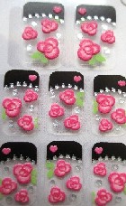 STICKERS FRENCH NOIR FLEUR ROSE 3D